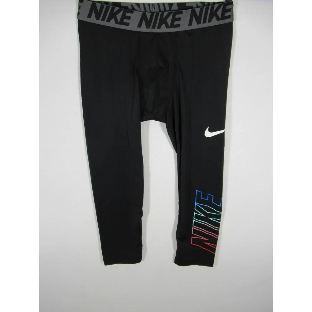 Nike Compression Leggings Youth Boys XL Black Fitted Cropped